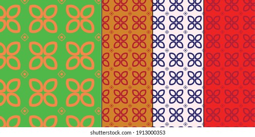 Simple geometric pattern in vector format, two tone, can be used as a print for textiles, color options: Lime Green and Orange, Inca Gold and Scarlet Sage , Pink and Navy Blue, Fiesta and Jester Red, 