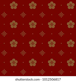 Simple geometric pattern. Vintage oriental golden ornament. Seamless floral background. Decorative medallion printing block. Home textile, wallpaper, phone case, fabric cloth, paper all over design.
