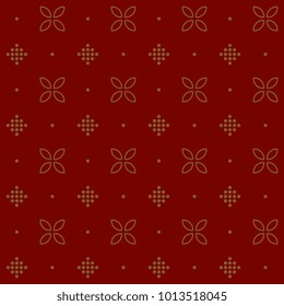 Simple geometric pattern. Vintage oriental golden ornament. Seamless neutral background. Decorative dot square printing block. Home textile, wallpaper, phone case, fabric cloth, paper all over design.