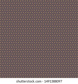 Simple geometric pattern with yellow slashes and dots on brown background. Textile. Paper. Decoration. Vector illustration.