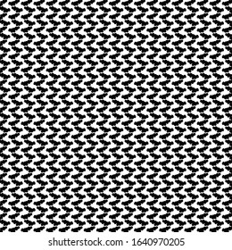 Simple geometric pattern with zigzag black patches on white background. Towel texture.