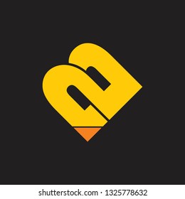 simple geometric pencil design logo vector