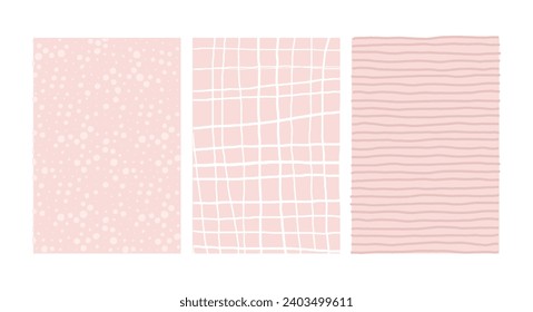 Simple Geometric pink shades Hand Drawn Irregular Patterns. Doodle Checkered dotted and lined simple drawing with textures. Poster set.
Funny Pastel Color Graph Paper.