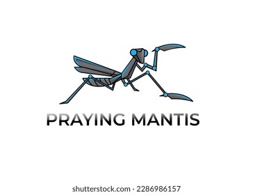 simple geometric praying mantis robot logo, modern icon vector design	
