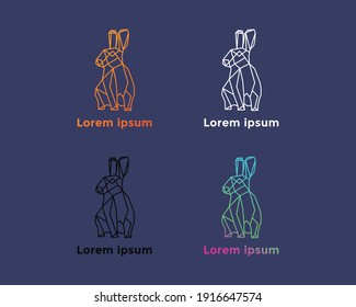 Simple Geometric Rabbit Logo, With Color Options