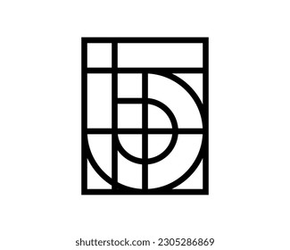 simple geometric rectangle combination logo template of initial letter number 1 5