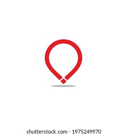 simple geometric red pin location shadow design symbol vector