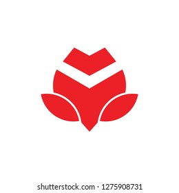simple geometric red rose beauty logo vector