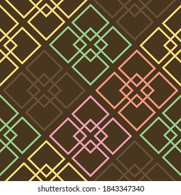 Simple geometric repeating pattern with colorful squares. Seamless abstract pattern with shapes. Vector illustration
