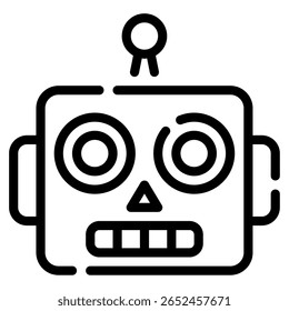 Simple geometric robot with retro futuristic style, angular shapes, bold lines.