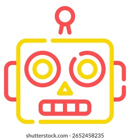 Robot geométrico simple con estilo retro futurista, Formas angulares, líneas atrevidas.