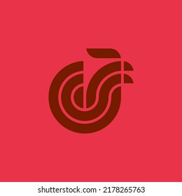 simple geometric rooster logo. modern poultry logo.