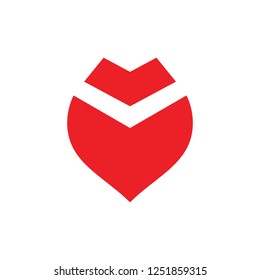 simple geometric rose bud logo vector