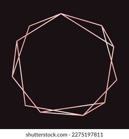 Simple geometric rose gold frame. Vector modern design template for wedding or birthday invitation, brochure, poster and business card