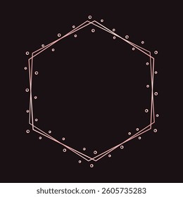 Simple geometric rose gold frame border. Modern design template for wedding or birthday invitation, brochure, poster and business card