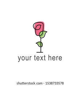 Simple geometric rose logo design. Clear line for logotype. 