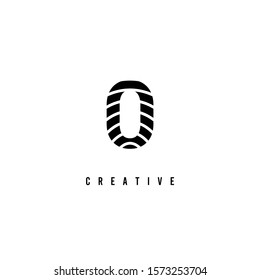 simple geometric rounded line pattern monogram O logo letter design concept