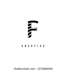 simple geometric rounded line pattern monogram F logo letter design concept