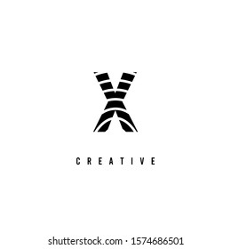 simple geometric rounded line pattern monogram X logo letter design concept