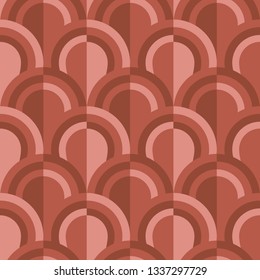 Simple geometric scales pattern in terracotta soil colors. red clay hues repeatable motif for textile, wrapping paper, surface design. 
