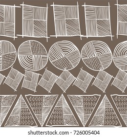 Simple Geometric Seamless Hand Drawn Diagonal Striped Background, Nature Unusual Poster Design