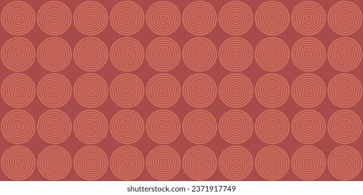 Simple geometric seamless pattern with line circles or dots, in red colors, vector