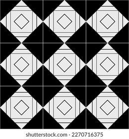 Simple geometric seamless pattern. Monochrome fabric design. White and black ceramic tile background design