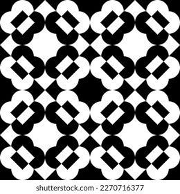 Simple geometric seamless pattern. Monochrome fabric design. White and black ceramic tile background design