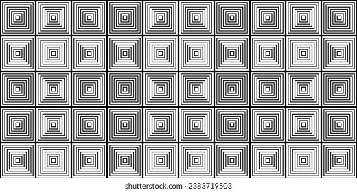 Simple geometric seamless pattern with multi tiered squares, white and black colors, vector illustration
