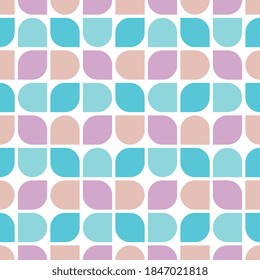 Simple geometric seamless pattern with repeated pallete colors and basic shapes. Vector multicolor mosaic template