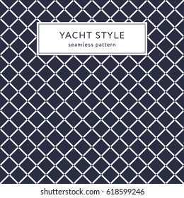 Simple geometric seamless pattern with rhombuses. Yacht style design. Abstract background decoration. Vector illustration for fashion minimalistic design.  Modern elegant wallpaper. Navy blue color.