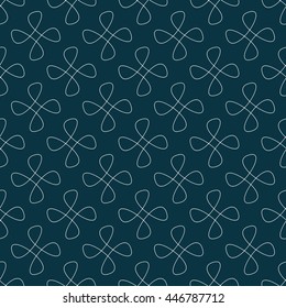 Simple geometric  seamless pattern. Rounded white geometric shapes on dark blue background