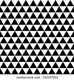 Simple geometric seamless pattern with triangles.Black and white modern background.Vector illustration.Classic monochrome backdrop.