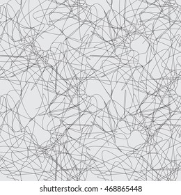 Simple geometric seamless vector illustration. Chaotic lines on a gray background