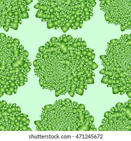 Simple geometric seamless vector illustration. Green, repetitive, circular pattern on a light green background