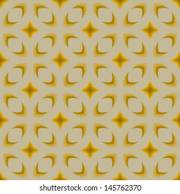 Simple geometric seamless vector pattern with bold stylized star flowers and leaves in 1970s style. Texture background for web, print, home decor, fashion textile, wrapping paper, website background