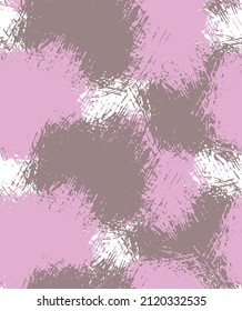  Simple Geometric Seamless Vector Pattern with Hand Drawn Light Pink and Brown Stains Isolated on a White Backgroud. Funny Abstract Irregular Dotted Print ideal for Fabric, Textile.