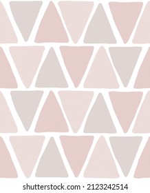 Sencillos patrones de vectores sin soldadura geométrica con elementos de forma triangular dibujados a mano rosados y peinados pasteles aislados en un fondo blanco. Grunge Irregular De Resumen Grunge Grunge Gracioso. Arte Minimalista.