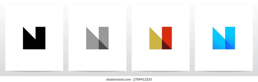 Simple Geometric Shape Combine Letter Initial Logo Design N