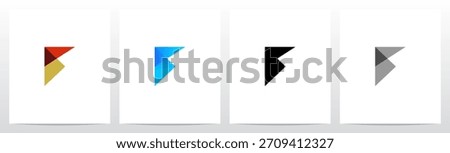 Simple Geometric Shape Combine Letter Initial Logo Design F