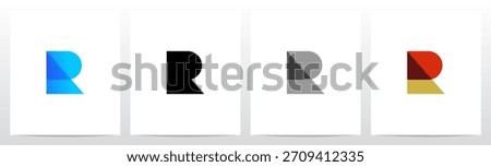 Simple Geometric Shape Combine Letter Initial Logo Design R