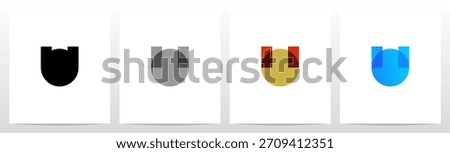 Simple Geometric Shape Combine Letter Initial Logo Design U