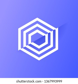 simple geometric shape gradient hexagon lines artwork illustration, social media picture, icon, background