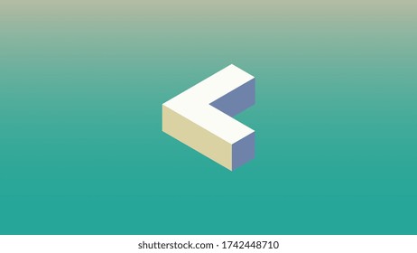 Simple geometric shape. Isometric illustration. Gradient. Creative colors. Logotype. Modern minimalistic digital art. Graphic design. Wallpaper for desktop. Vector EPS 10. 