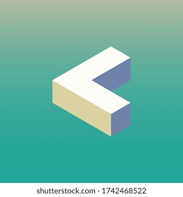 Simple geometric shape. Isometric illustration. Gradient. Creative colors. Logotype. Modern minimalistic digital art. Graphic design. Vector EPS 10. 