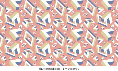 Simple geometric shape. Isometric illustration. Gradient. Creative colors. Logotype. Minimalistic digital art. 90s memphis style. Graphic design. Wallpaper for desktop. Vector EPS 10. 