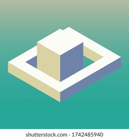 Simple geometric shape. Isometric illustration. Gradient. Creative colors. Logotype. Modern minimalistic digital art. Graphic design. Vector EPS 10. 