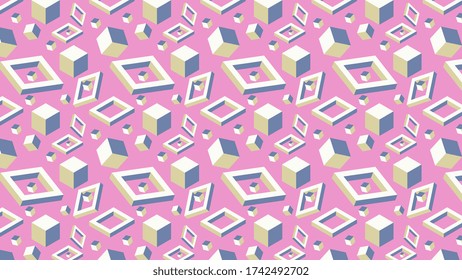 Simple geometric shape. Isometric illustration. Gradient. Creative colors. Logotype. Minimalistic digital art. 90s memphis style. Graphic design. Wallpaper for desktop. Vector EPS 10. 