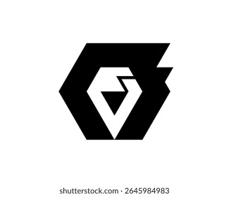 Simple Geometric Shape Lion Head Logo Inside Hexagon