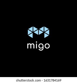 Simple and geometric shape logo design of letter M with dark background - EPS10 - Vector.
